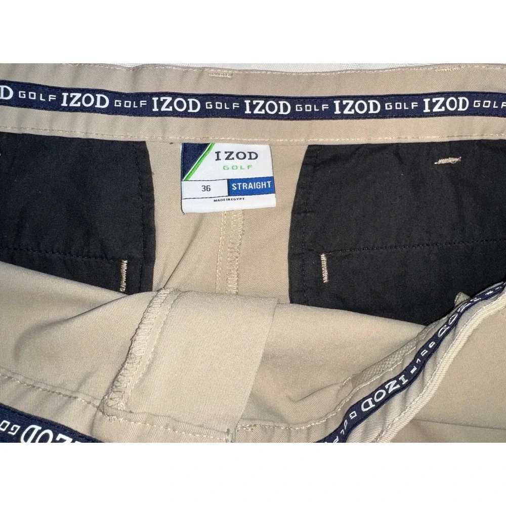 IZOD Golf Shorts Mens 36 Khaki Straight Fit Cargo Performance Stretch Tan